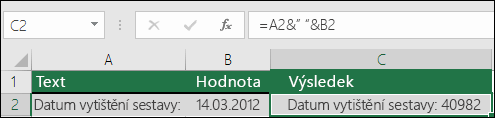 Příklad spojení textu bez funkce HODNOTA.NA.TEXT