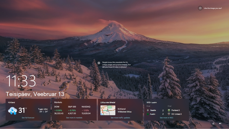 Windows 10 lukustuskuva kuvatõmmis.