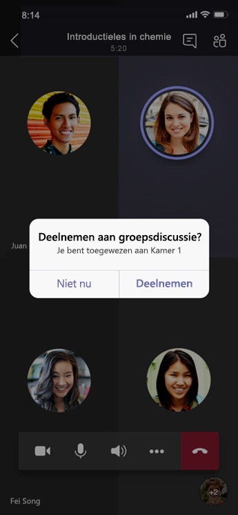 Neem deel aan de Breakout Room-dialoog op mobiel.