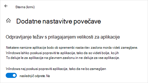 Uporaba dodatnih nastavitev velikosti merila za zmanjšanje zamegljenosti sistema Windows