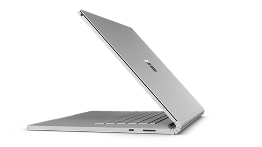 打開的 Surface Book 2 Hero 的側視圖圖片。